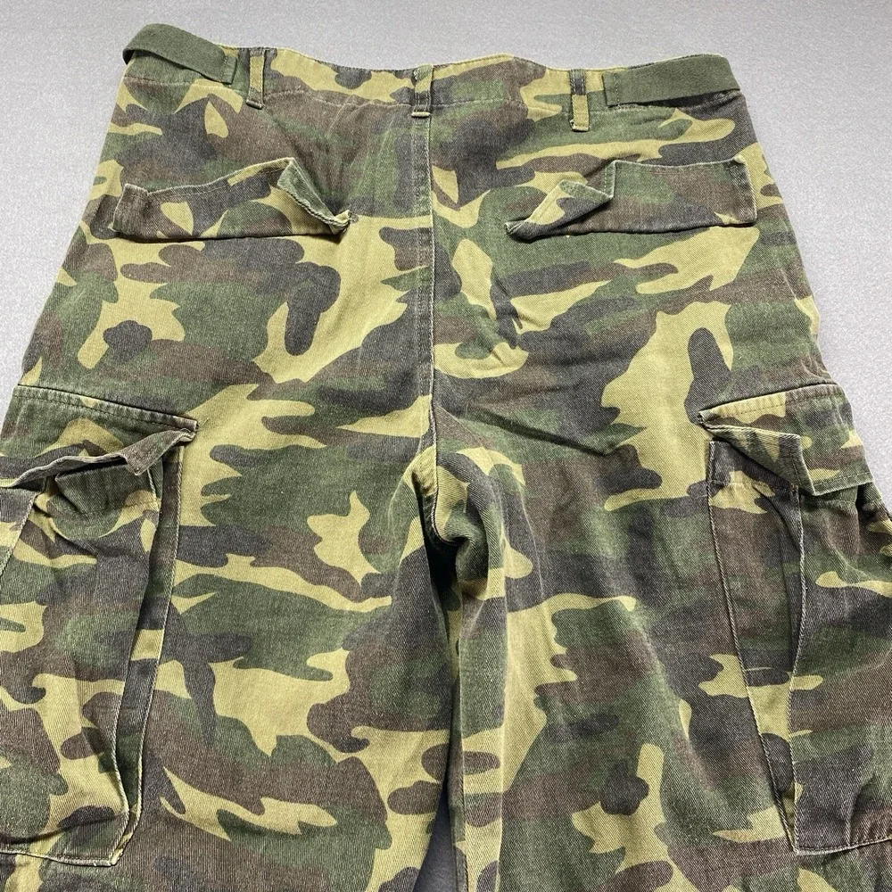 Fashion Nova Cargo Jogger Pants Mens Large Green Camo Adjustable Waist P1753